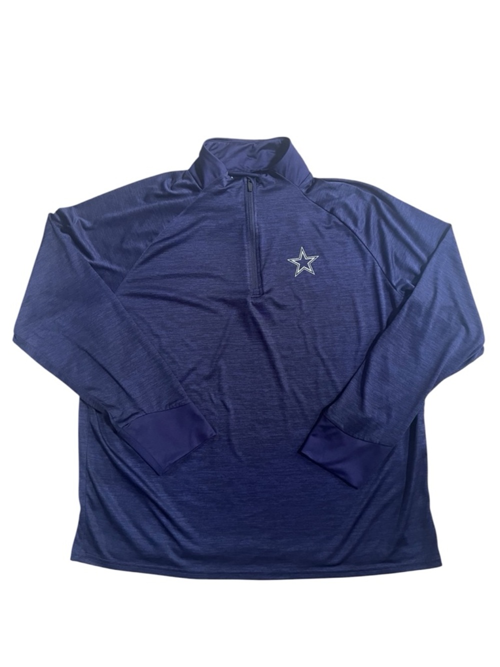 Authentic Dallas Cowboys 2XL Blue NFL Football 1/4 Zip Long Sleeve Tee Shirt